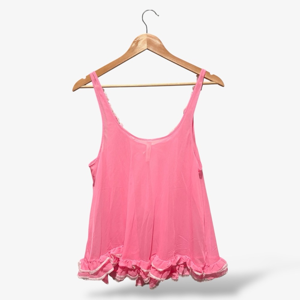 Victoria’s Secret Pink Chemise Nightie Size L Ruffle Trim Lingerie Sheer - Picture 11 of 11